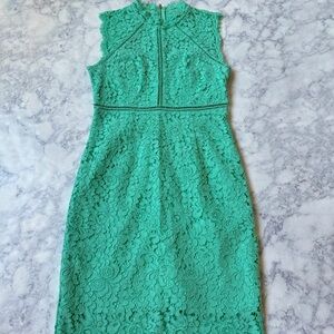 NEW BARDOT Lace Zipper Sea Mint Green Wedding Bridal Party Midi Dress Small